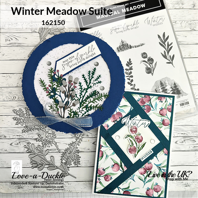 Circular Card and Faux Shutter Card created using the Winter Meadow Suite of products from Stampin' Up!