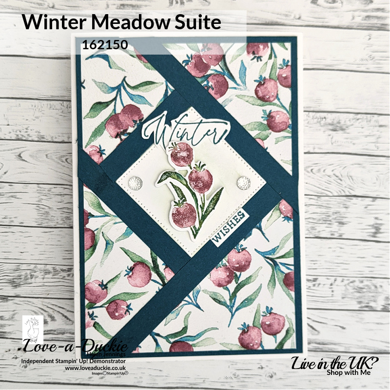 This faux shutter cards is created using the Winter Meadow Designer Series paper from Stampin' Up!