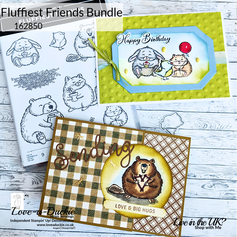 Two cute celebration cards using Stampin' Up's Fluffiest Friends bundle