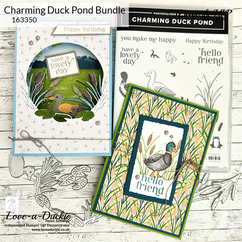 Two duck cards created using the Lily Pond lane Suite from Stampin' Up!