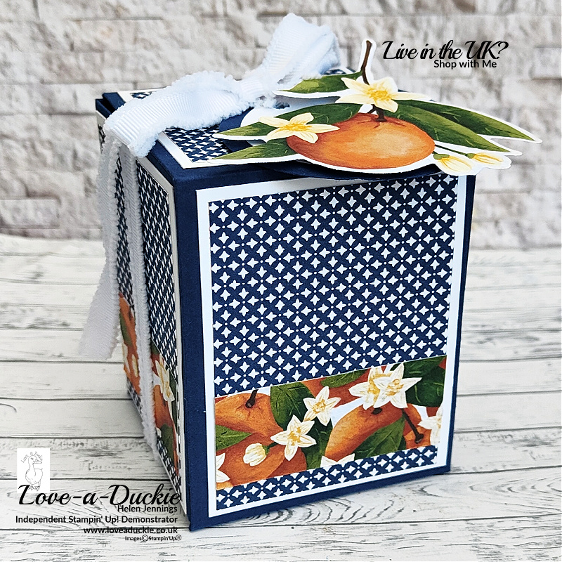 A box for a small jar of jam created with Stampin' Up's Mediterranean Bloom paper