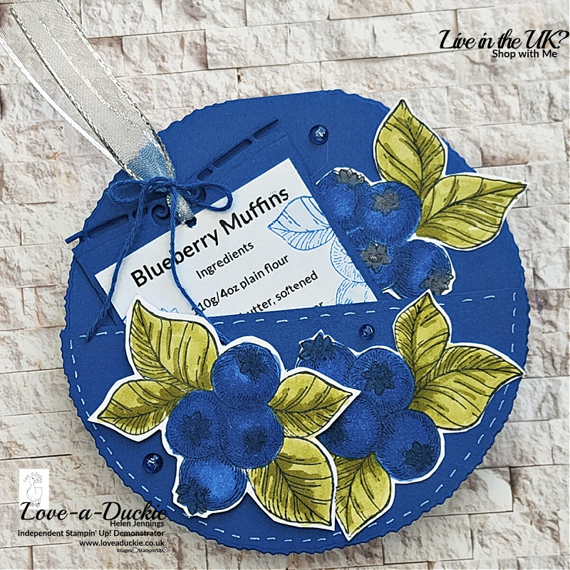 A circular fruit themed card using the Blueberry Bunches stamp set from Stampin' Up!