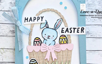 Cute Handmade Easter Bunny Basket Card with an Aperture Design