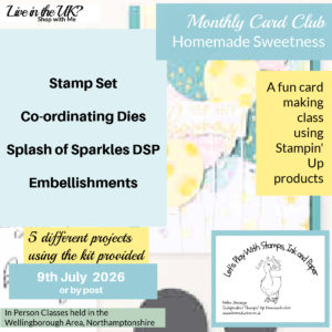 Monthly Card Club Using the Balloon Festoon Bundle & Splash of Sparkles DSP