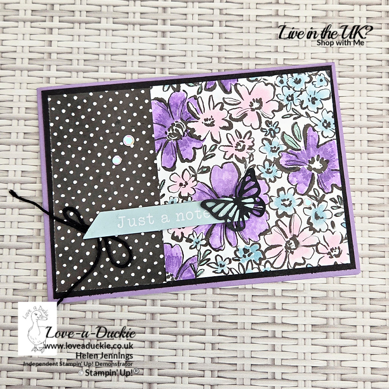 Artisan Sketched Garden card ideas, colouring the paper with Stampin' Blends to create a quick & easy just a note card.